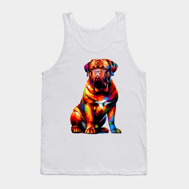 Colorful Dogue de Bordeaux in Splash Art Style Tank Top by ArtRUs